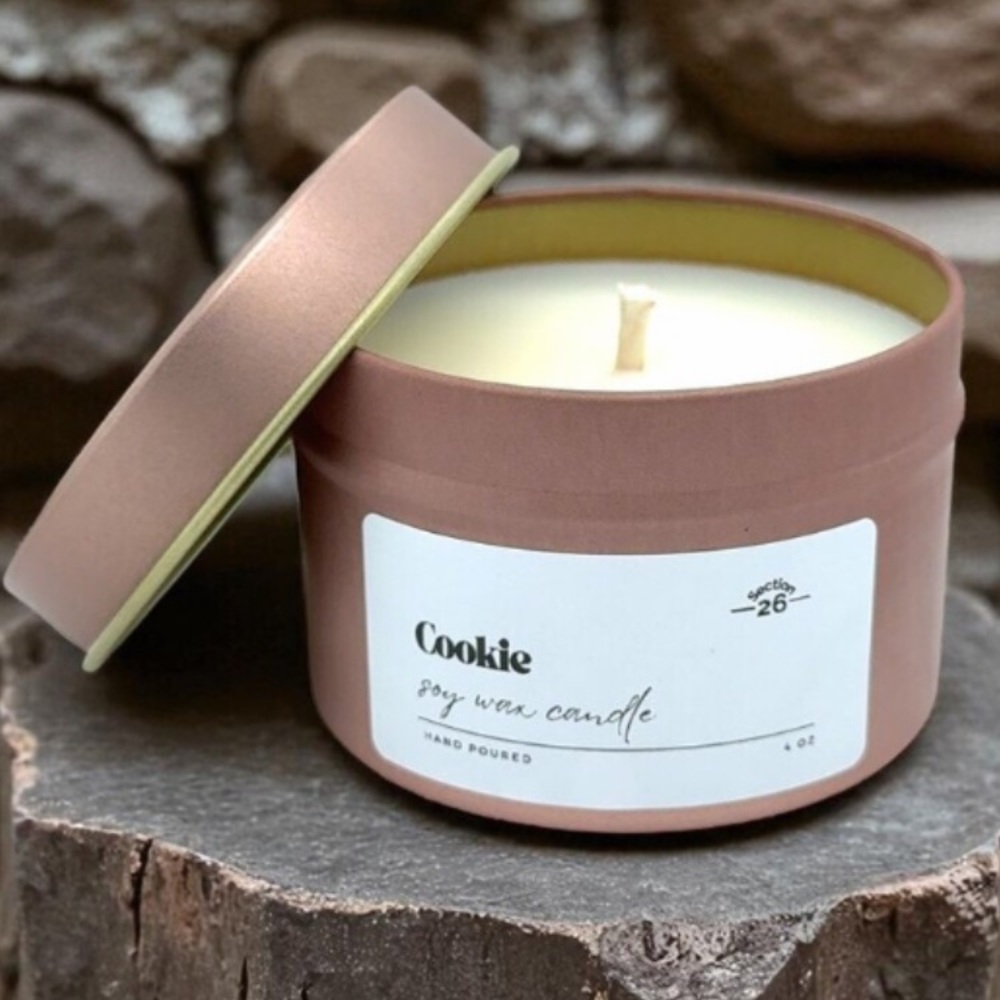 Cookie scent Soy Wax Candle in Tin with Lid - NEW
